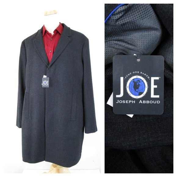 SOLDJoseph Abboud Big & Tall Gray Plaid Wool Top Coat Overcoat Size 50L - Picture 1 of 16